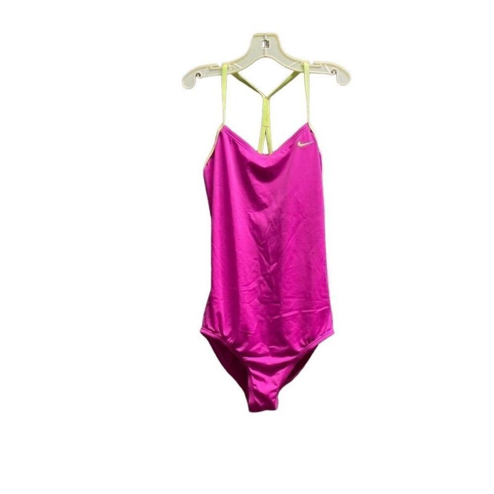 Nike pink and yellow Razorback one piece, bathing suit size medium